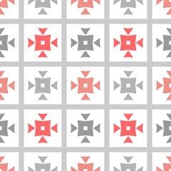 Obraz premium Seamless red, grey and white geometric pattern. Modern stylish repeating background. Repeating stylish tiling