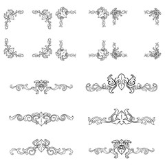 Set of Classic Flourish Ornament Frame Vintage Border Art Decorative