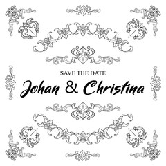 Set of Classic Flourish Ornament Frame Vintage Border Art Decorative