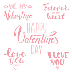 Valentine day doodle Handwritten text. Hand drawn romantic lettering. Design for poster, banner or invitation cards. Vector illustration