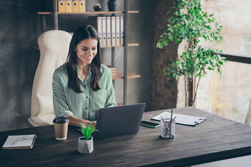 Portrait of her she nice-looking attractive cheerful focused content successful businesslady...