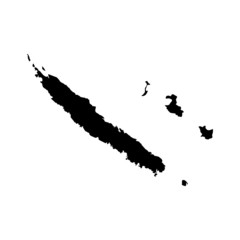 Obraz premium New Caledonia map vector, isolated on white background. Black template, flat earth. Simplified, generalized with round corners.