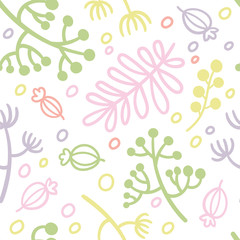 Modern pattern with exotic leaves and flowers isolated on white