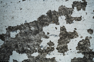 Texture of an old cracked concrete wall. Background image of a worn gray concrete surface