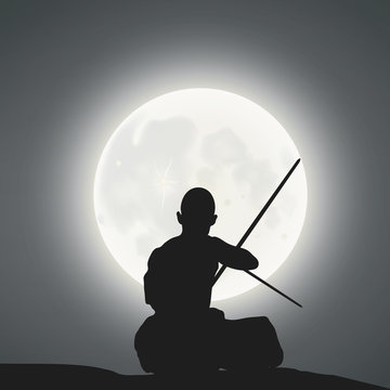 Kung Fu Master Under The Moonlight