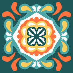 Spanish traditional ornament, Mediterranean seamless pattern, tile design, vector illustration