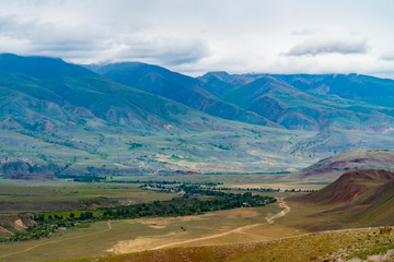 Background image of a mountain landscape. Russia, Siberia, Altai