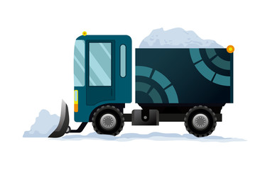 Fototapeta premium Heavy Equipment cleans the road from the snow. Road works. Snowplow equipment isolated on white background. Snow plow truck snowblower transportation