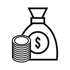 money dollars bag isolated icon