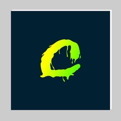 Gradient Letter Logo Design on Dark Background. Melted Grunge Font. Letter C Initials. Vector Illustration
