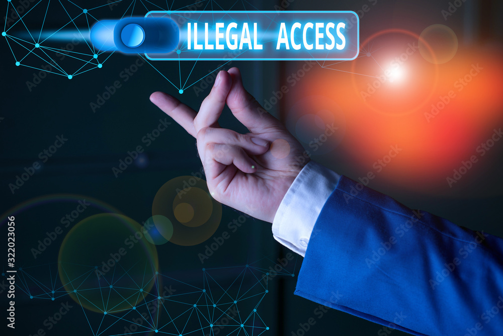 Poster word writing text illegal access. business photo showcasing using someone password without consent o