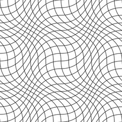 Vector grid seamless motion pattern. Striped endless wave texture. White repeatable minimalistic background with black wavy lines