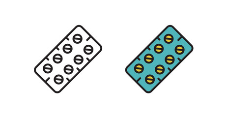 Pill icon in modern flat style. Illustration of a tablet on a white isolated background.
