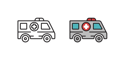 Ambulance icon in modern flat style. Illustration of a Vector linear symbol.