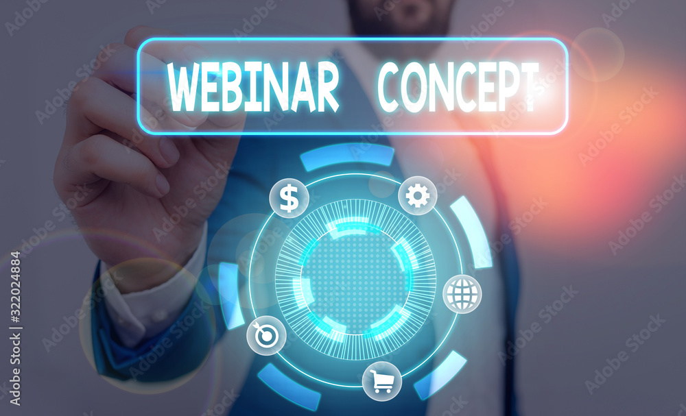 Poster text sign showing webinar concept. business photo text workshop or seminar that is transmitted over 