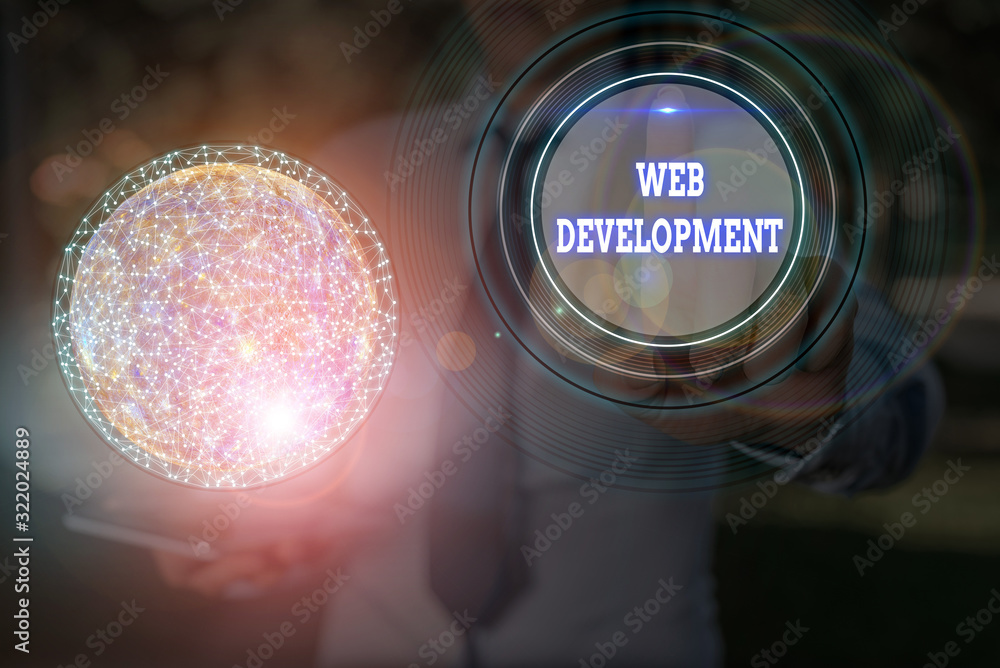 Poster text sign showing web development. business photo text dealing with developing websites for hosting 