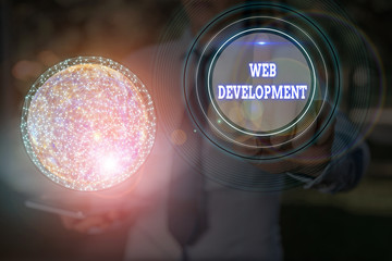 Text sign showing Web Development. Business photo text dealing with developing websites for hosting...
