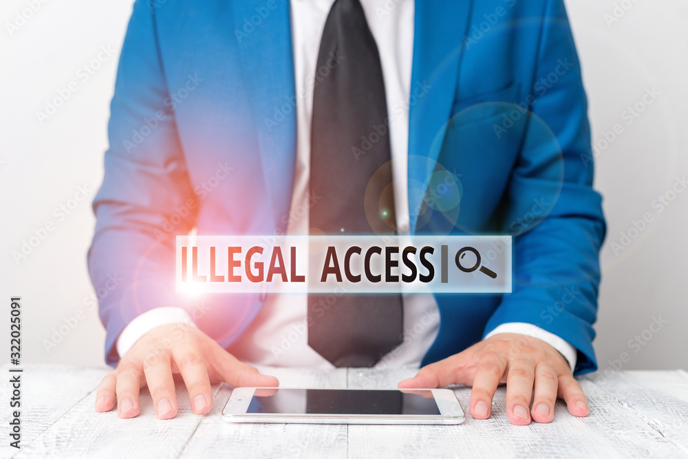 Poster text sign showing illegal access. business photo showcasing using someone password without consent o