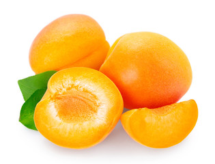 Fresh apricot isolated on white background