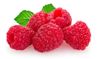 Fresh raspberry on white background