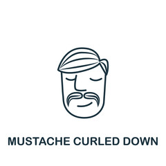 Mustache Swirling Down icon from barber shop collection. Simple line element Mustache Swirling Down symbol for templates, web design and infographics