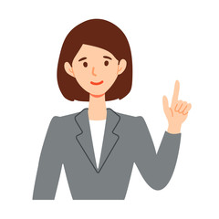 指差し案内するビジネススーツ女性のイラスト