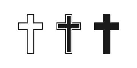 Obraz premium church cross set icon, christian logo element illustration, religious sign, vector
