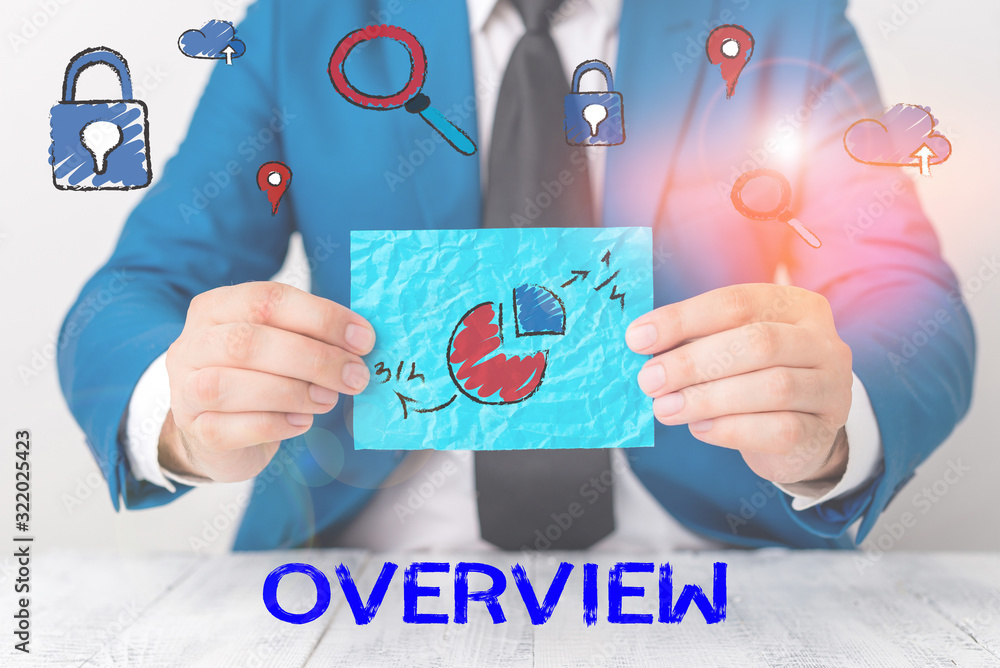 Poster conceptual hand writing showing overview. concept meaning the general review or summary of subject p