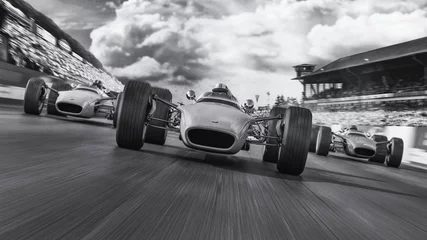 Muurstickers Oldtimers f1 racen 1966 3d render