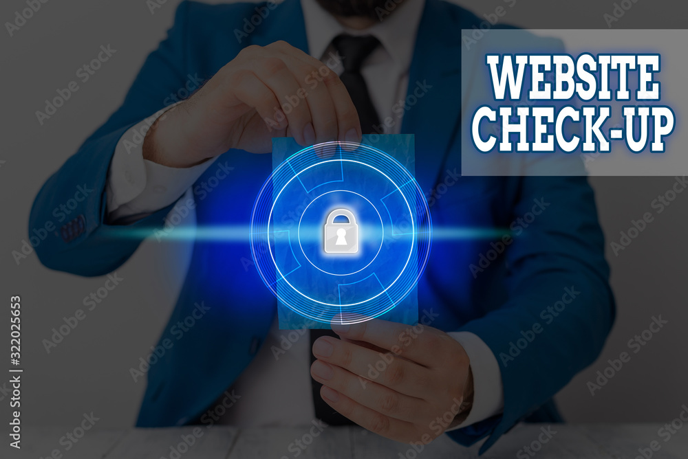 Fototapete Writing note showing Website Check Up. Business concept for an examination of a website to see if something is in order