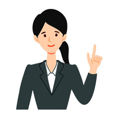 指差し案内するリクルートスーツ女性のイラスト
