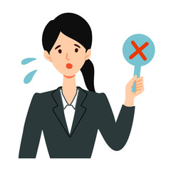 リクルートスーツ女性の不正解イラスト