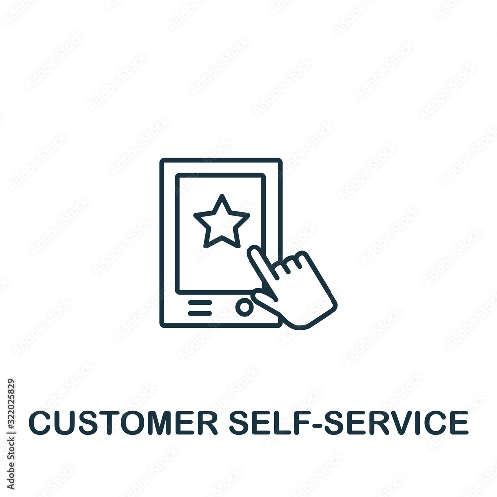 Poster customer self-service icon from customer service collection. simple line element customer self-servi