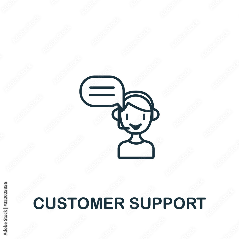 Poster customer support icon from customer service collection. simple line element customer support symbol 