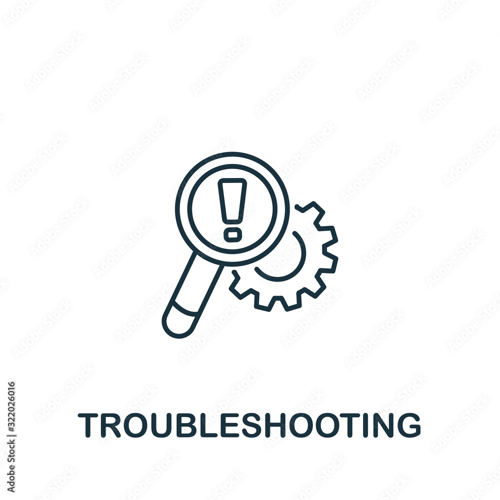Poster troubleshooting icon from customer service collection. simple line element troubleshooting symbol fo
