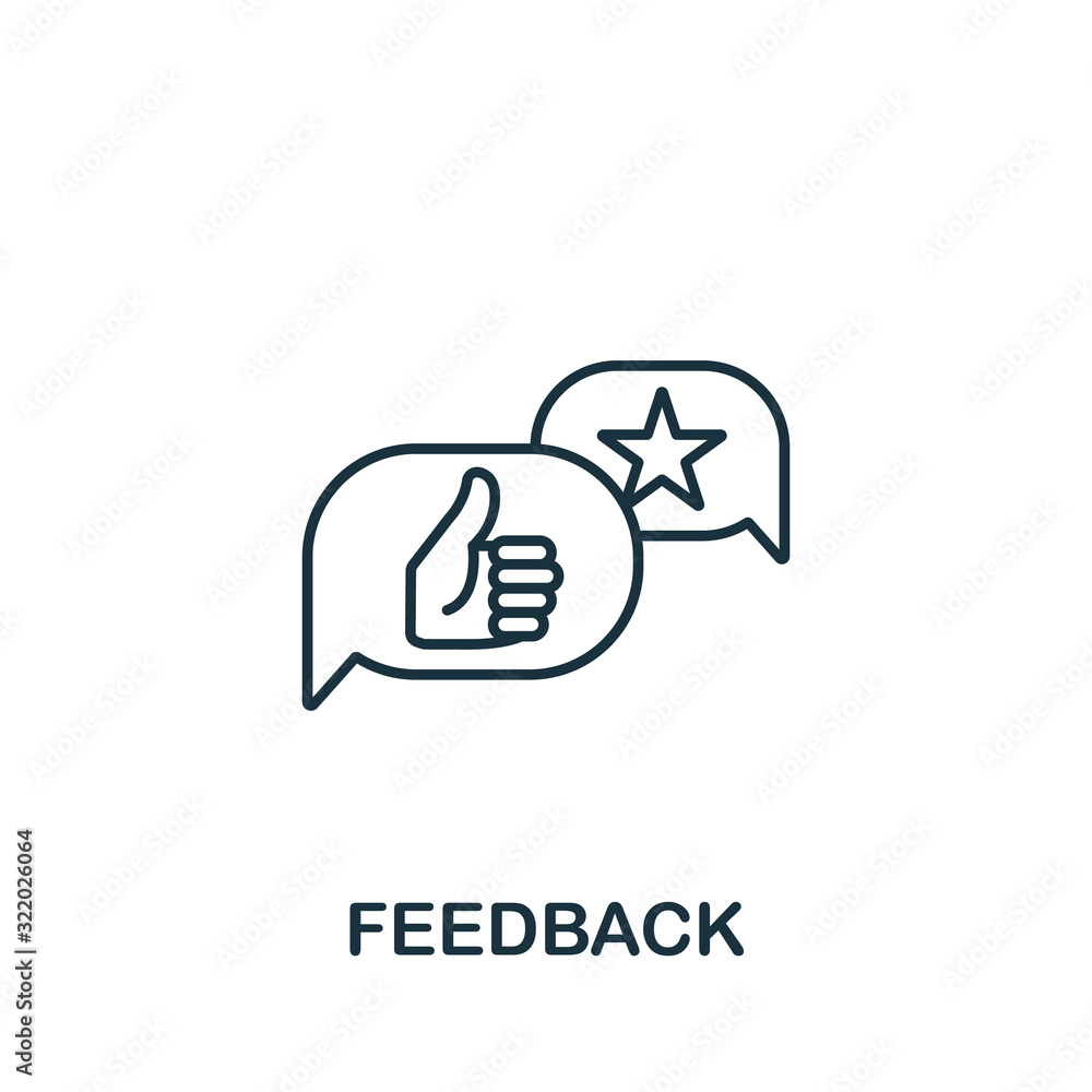 Poster feedback icon from customer service collection. simple line element feedback symbol for templates, w