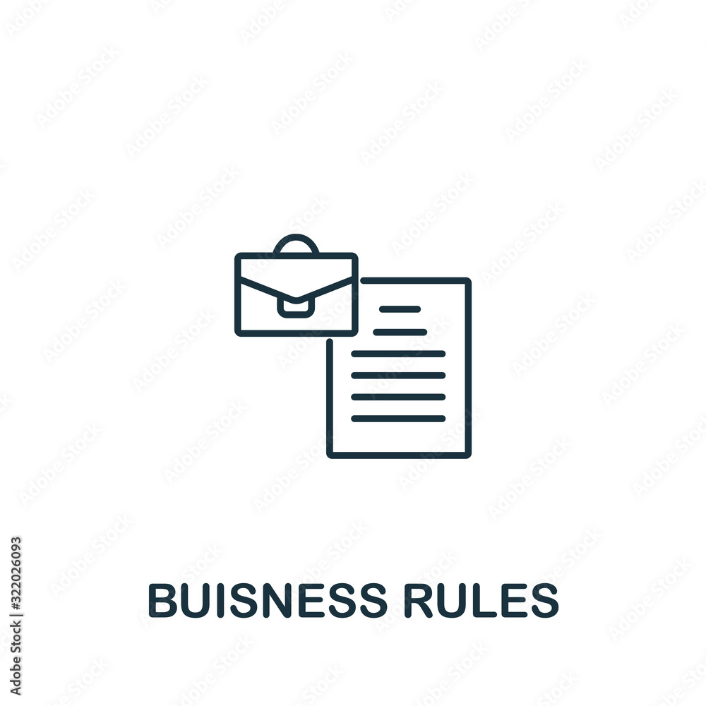 Poster business rules icon from customer service collection. simple line element business rules symbol for 