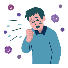 男性　せき　くしゃみ　ウイルス　花粉症　マスク