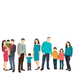 Obraz premium vector, isolated, flat style people, parents and children