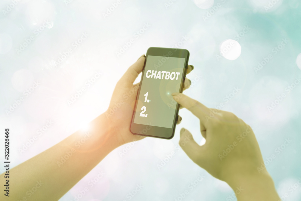 Poster conceptual hand writing showing chatbot. concept meaning a kind of computer program that simulates h