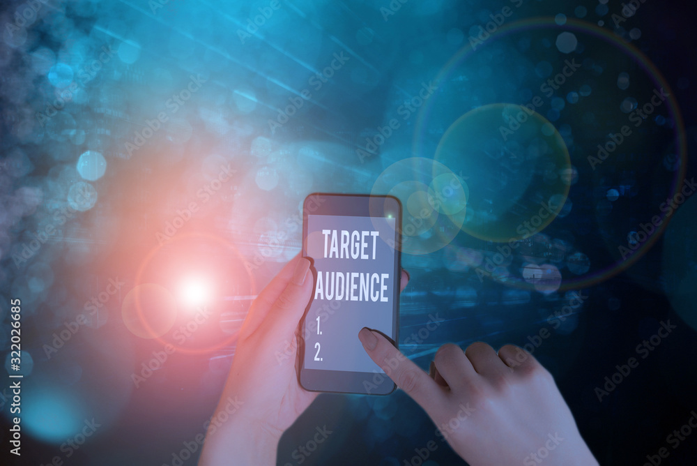 Aufkleber writing note showing target audience. business concept for identified as the intended recipient of a