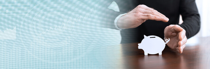 Concept of money protection; panoramic banner