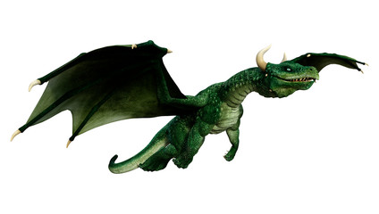 3D Rendering Fairy Tale Dragon on White