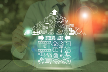 Handwriting text writing Internal Audit. Conceptual photo evaluating and improving the...
