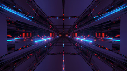 Fototapeta na wymiar 3d illustration background wallpaper with futuristic scifi tunnel hangar corridor graphic artwork