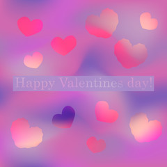 Valentine's Day seamless pattern with hearts in gradient pink and violet colors