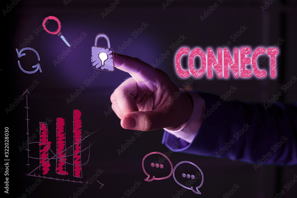 Poster writing note showing connect. business concept for being together contact associate relate networkin