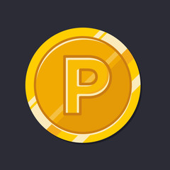 Gold Coin with P Initial Letter Vector Illustration - 322028058