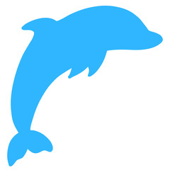 Obraz premium blue silhouette of a young dolphin on a white background