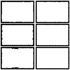 Set of grunge style frames black on white background